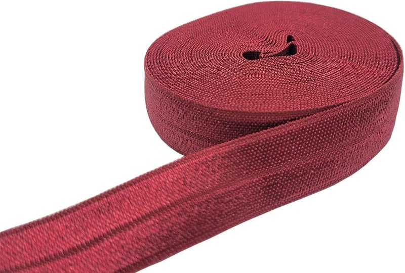 FAYADA Fold Over Elastic,5/8" Foldover FOE Trim Elastic Ribbon,Stretch FOE Band for Hair Ties Headbands Sewing Craft -5 Yards (Scarlet) - Image 2